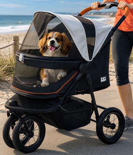 No Zip Jogger Pet Stroller for Cats (Sea Shell- Extra Large)