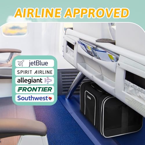 Small Pet Carrier 17" L x 12" W x 8.5" H Airline Approved (17.0"L x 12.0"W x 8.5"H / Black)