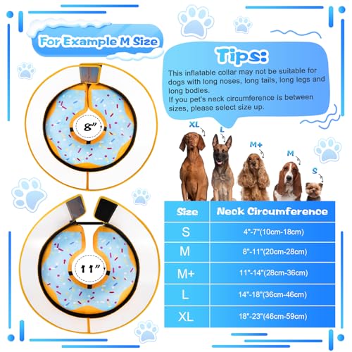 Inflatable Dog Cone Collar with Detachable Enhanced Anti (Blue / M（neck 8"-11"）)