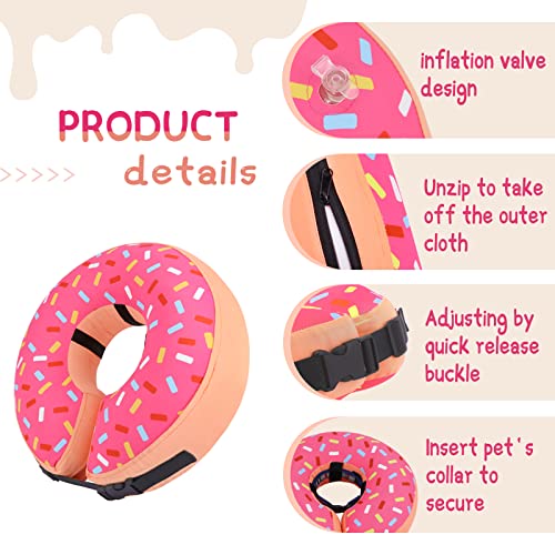 Inflatable Dog Cone Collar Alternative After Surgery (Donut Pink / L-(Neck 11"-14"))