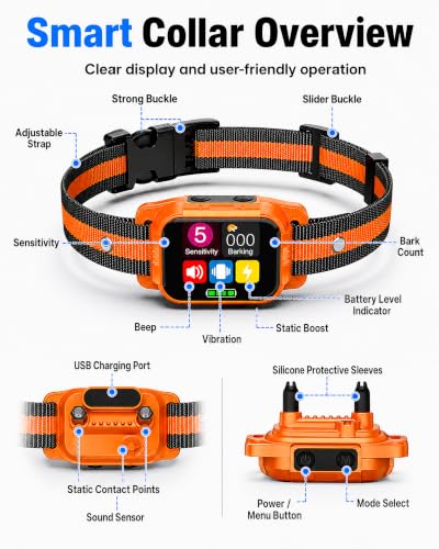 Smart Dog Bark Collar (Orange)