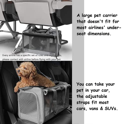 Pet Carrier for Large Cats up to 20lbs Soft (Grey / 18.1"L x 11.8"W x 11.8"H)
