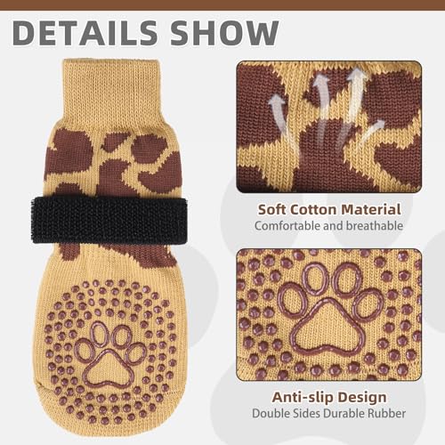 Dog Socks for Hot (Deer Khaki / Large (4 Pack))