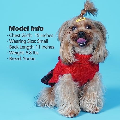 Dog Sweater Dress for Small Dogs Turtleneck Thick Knit Pullover (Small (4-9lbs) / 03# Red)
