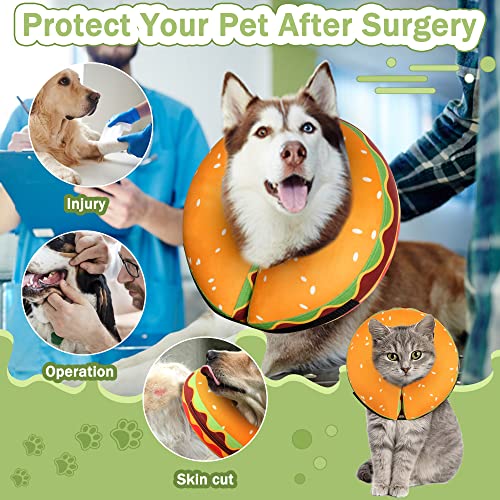 Inflatable Dog Cone Collar for Large Medium Small Dogs (Hamburger / S（neck 4"-7"）)
