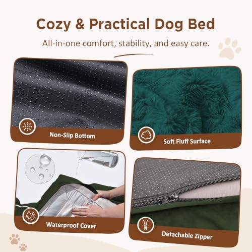Waterproof Orthopedic Dog Bed for Extra Large Dogs (42.0"L x 30.0"W x 8.5"Th / Emerald)