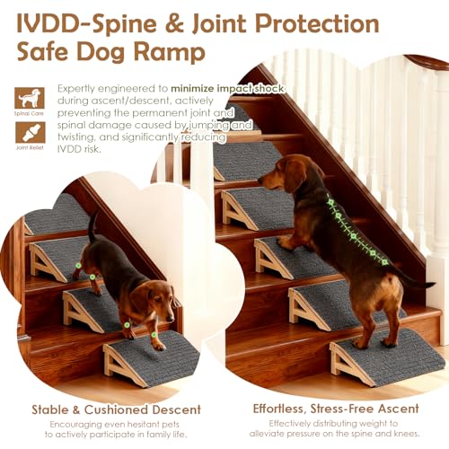 Wood Dog Ramp Stairs for Outdoor (2 Pack-13.8"Lx10.2"Wx4.3"H)