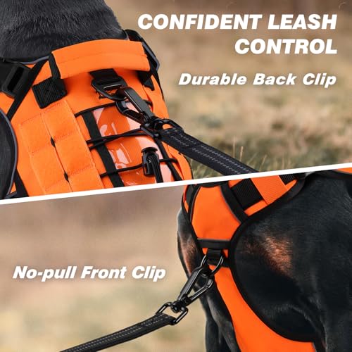 Orange Tactical Dog Harness for Medium Dogs (Orange / Medium: 30-50 lbs (Chest:24-28",Neck:17-19"))