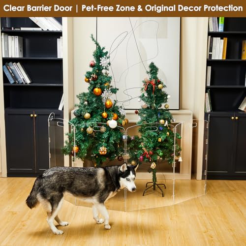 Modern Frame Clear Acrylic Freestanding Dog Gate (32" Height-6 Panel)