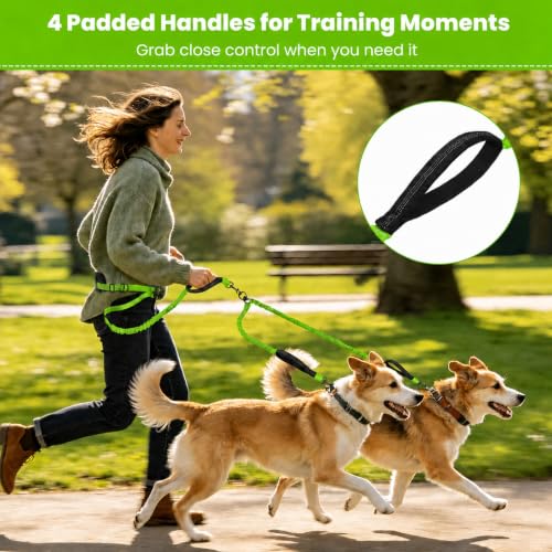 Hands Free Double Dog Leash (Green)