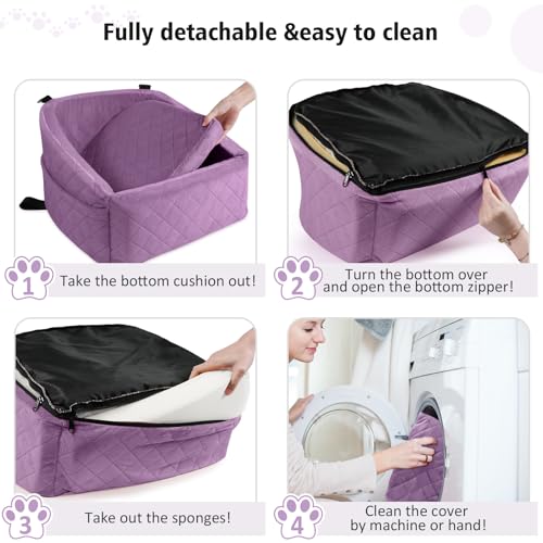Dog Car Seat for Small Medium Dogs (Purple)