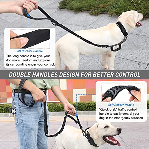 Tactical Bungee No Pull Strong Dog Leash (Rflective Black)