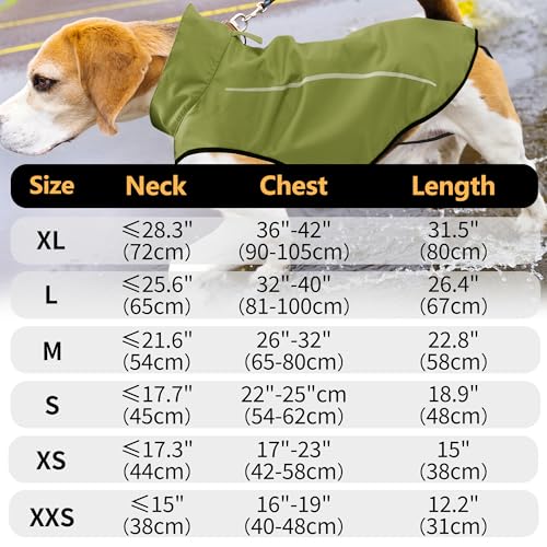 Dog Raincoat Adjustable Waterproof Reflective Rain Jacket for Small Medium Large Dogs (S Chest 22"-25" / Lime Yellow)