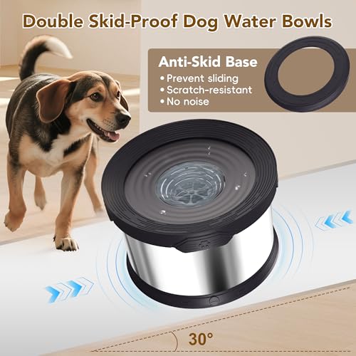 10L Dog Water Bowl No Spill Stainless Steel for Slow Drinking Black (10L / Black)