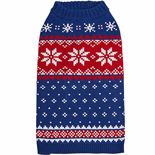 Christmas Snowflake Dog Sweater in Navy Blue (14 inch (Pack of 1) / Snowflake - Navy Blue)