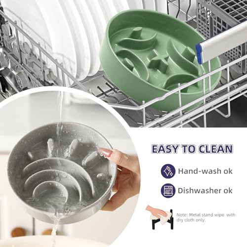 Elevated Slow Feeder Dog Bowl (White / S（1 Bowl with Stainless Steel Stand）)