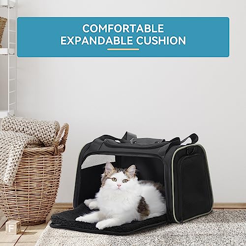 Pet Carrier Airline Approved with Extendable Mat (Medium / Black)