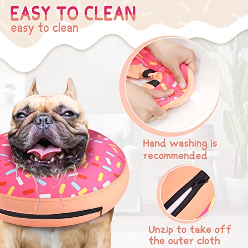 Inflatable Dog Cone Collar Alternative After Surgery (Donut Pink / L(Neck 12"-16"))