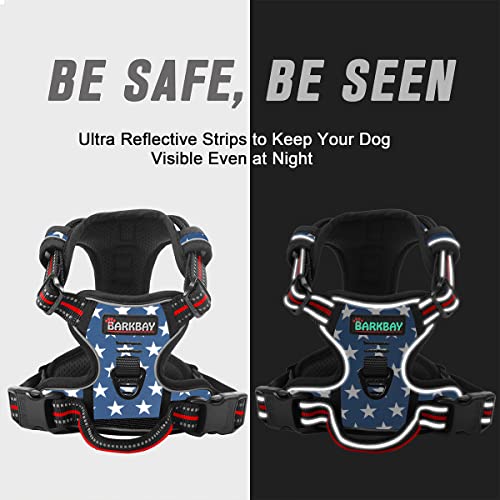 No Pull Dog Harness Front Clip Heavy Duty Reflective Easy Control Handle for Large Dog Walking (X-Large(Chest:30-38”) / Blue Star)