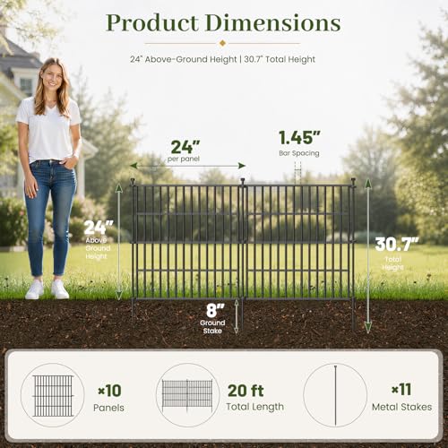 No Dig Garden Fence Outdoor for Yard (24 in(H) X 20 ft(L))