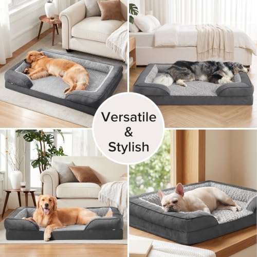 XXL Plus Orthopedic Dog Beds Large Sized (XXL- PLUS (53"x 42"x 8") / Grey)