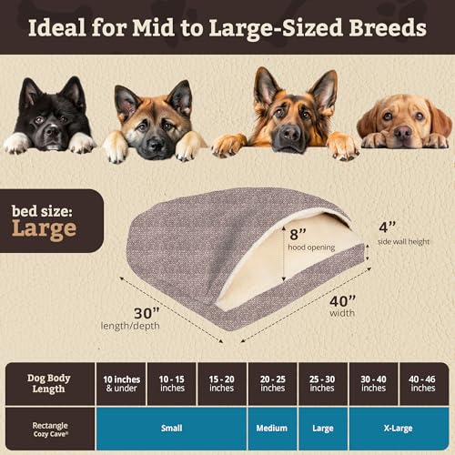 Rectangle Cozy Cave Dog Bed (Merlin Linen / Large)