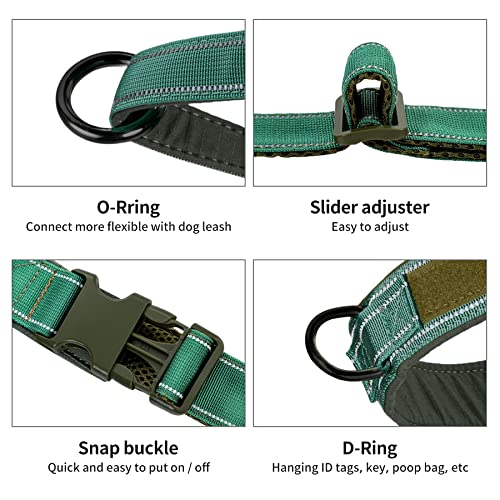 No Pull Dog Harness with Padded Handle+5 Ft Leash (L / Reflective-Green Set)