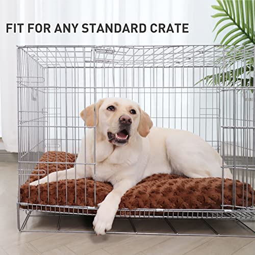 Washable Dog Bed Medium Size Dog Crate Bed Pet Mat 35"x23" Brown (Brown / 35.0"L x 23.0"W x 3.5"Th)