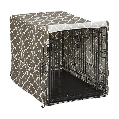 Medium Dog Crate Cover with Teflon Fabric Protector (Brown Geometric Pattern / 29"L x 20"W x 20"H)