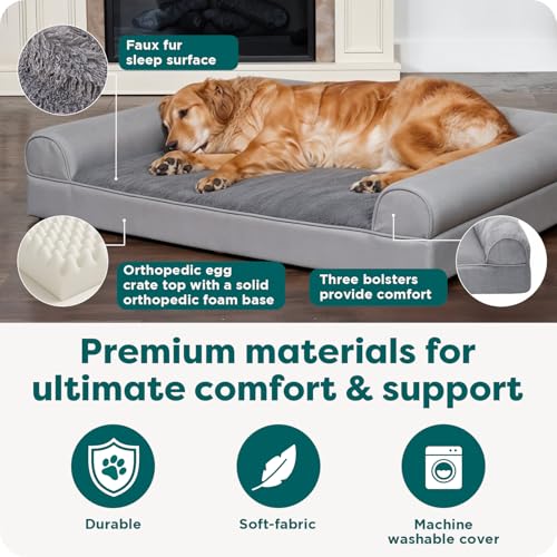 Orthopedic Dog Bed for Large Dogs w (Jumbo / Gray)