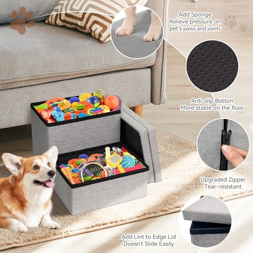 Dog Stairs with Storage (Grey No Condo / 2)