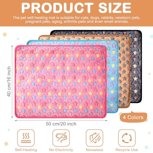 4 Pack Self Heating Cat Bed Cat Self Warming Pad with Removable Cover Extra Warm Thermal Pet Pad Washable Pet Crate Mat Anti Slip Kennel for Indoor Outdoor Pets (16 x 20 Inches)