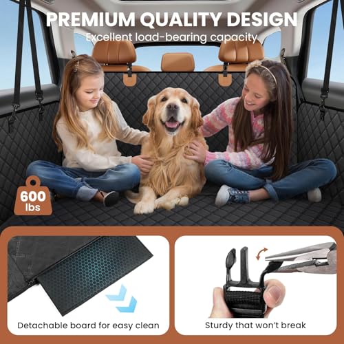600D Heavy Duty Dog Car Seat Cover for Back Seat (Black)