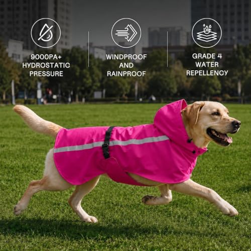Stretch Fabric Dog Raincoat with Hood (Hot Pink / Small)