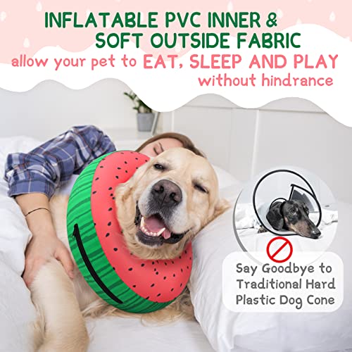 Inflatable Dog Cone Collar Alternative After Surgery (Donut Red / XXL(Neck 18.5"-23.5"))