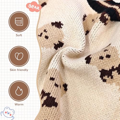 Small Dog Sweaters Cute Bear Dog Cardigans Clothes for Small Medium Dogs Boy Girl Puppy Cat Knitting Cardigan Outfits Dogs Winter Coats Warm Pet Doggy Clothes Soft Knitwear (Beige / Small)
