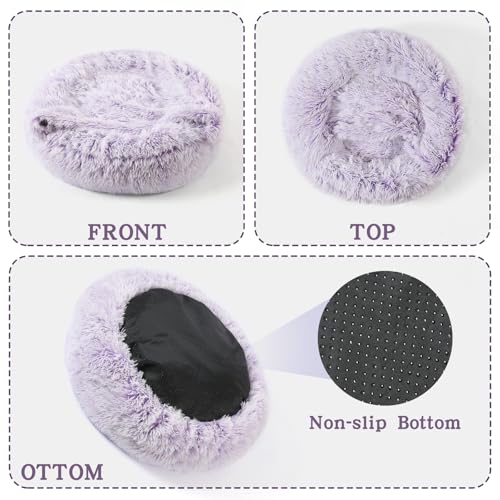Calming Donut Dog Bed (Gradient Purple / Medium 25.5''x25.5''x9'')