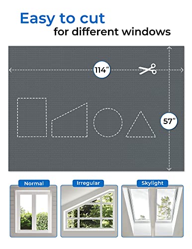 Blackout Curtains for Bedroom 114"x57" Portable No Drill Black Out Curtains with Heat (Grey / 57"W x 114"L (Pack of 1))