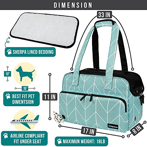 Small Dog Purse Carrier (Chevron Teal)