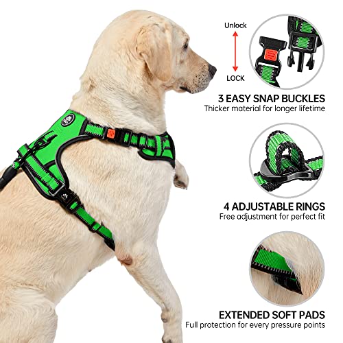 Reflective Dog Harness for Large Dogs (Green / Large)