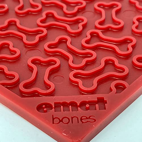 Bones eMat Durable Lick Mat Feeder Made in USA from Non (Bones Red / Large)
