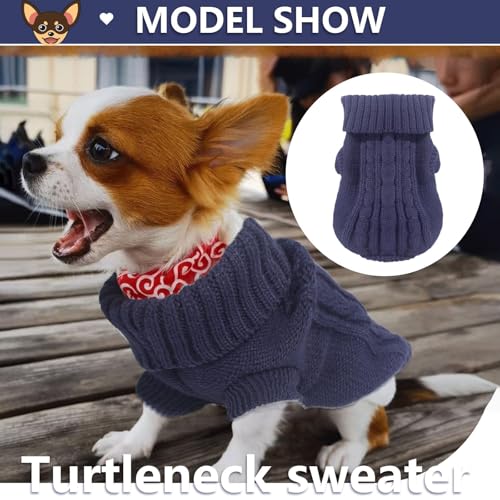 2 Pack Dog Sweaters for Small Dogs (Medium / Navy Blue-Grey)