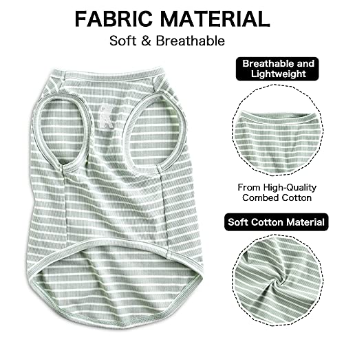 Dog Shirt Striped Lightweight Tank Top Stretchy (Pink + Green / XL-(15~24lb) | Chest(~20.8"))