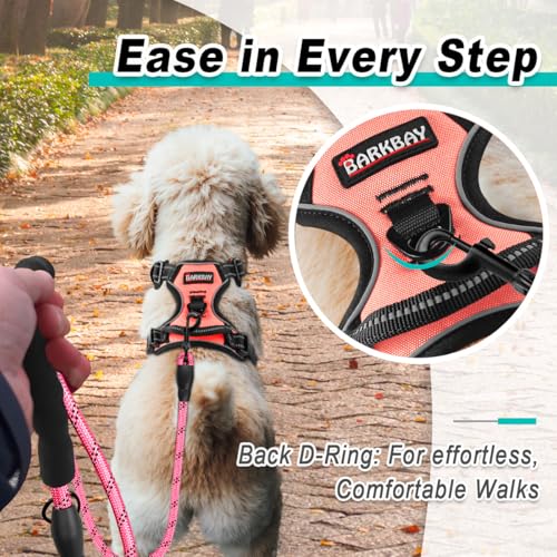 Dog Harness for Small Sized Dog No Pull 2 Leash Clips Dog Vest (X-Small / Light Pink)