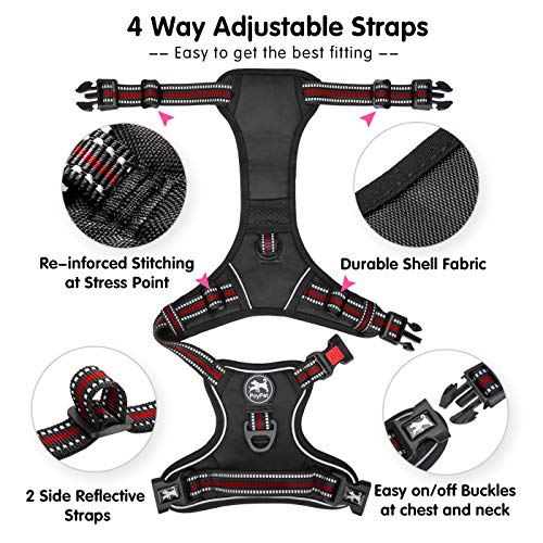 Dog Harness Large (L / Black with Red)