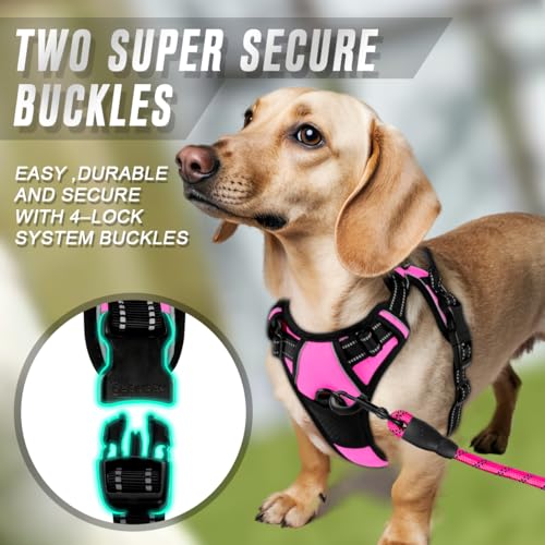 Dog Harness No Pull for Small Sized Dog Front Back Clips (X-Small(Chest:15.5-19.5”) / Pink)