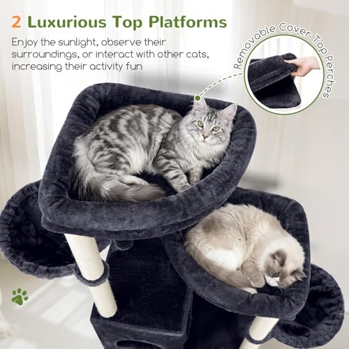 Cat Tree Tower for Indoor Cats Large Adult (Dark Grey / XXL)