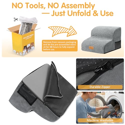High Density Foam Pet Steps 2 Tiers (Grey / 15.7*15.7*11.8)