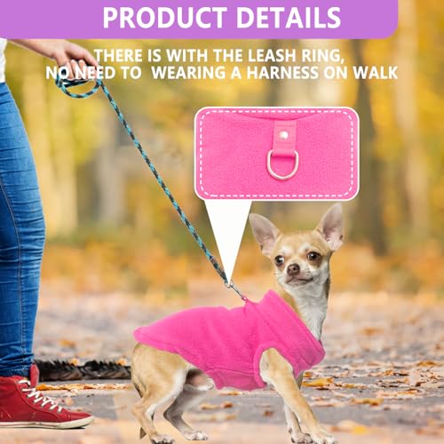 2 Pieces Fleece Dog Clothes Vest Winter Warm Dog Sweaters for Small Medium Dogs Male Female Fall Pullover Puppy Clothes with D (rose,purple / Large(12-18lbs))