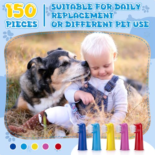 150 Pcs Finger Dog Toothbrushes (Popular Color)